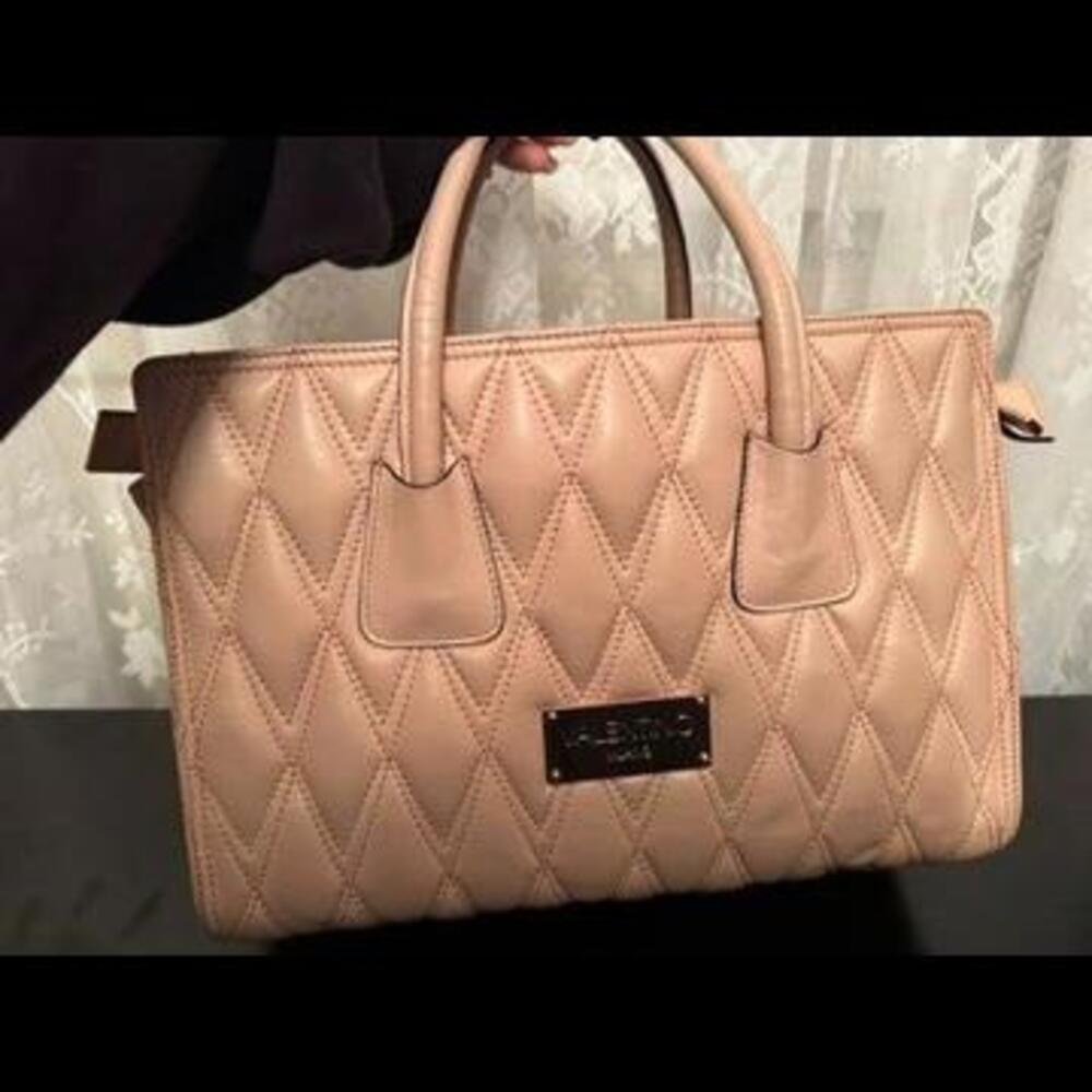 Valentino Chic Quilted Designer Tote in Blush